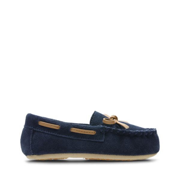 Clarks Girls Crackling Flo Casual Shoes Navy | CA-6752430
